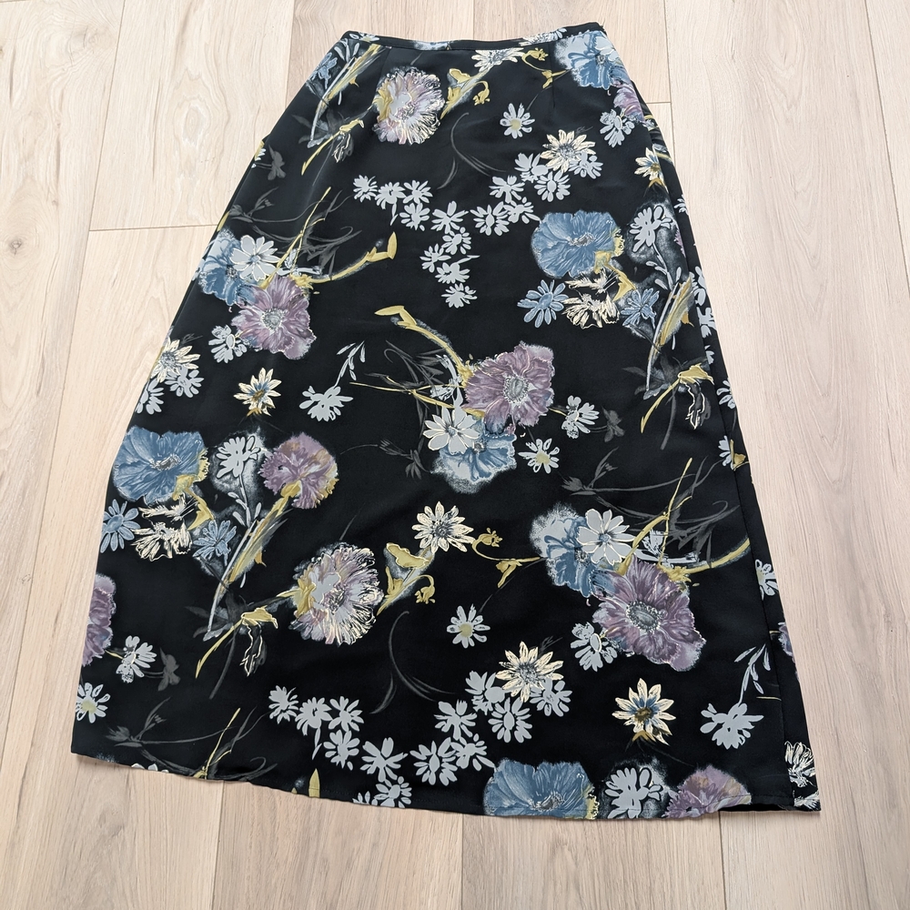 Floral Black Maxi Skirt